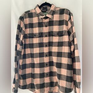 American Eagle Outfitters Black and Pink Checkered Shirt